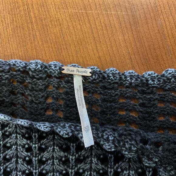 Free People Boomerang Crochet Open Knit Sweater, Gray, Size XS - Picture 6 of 8